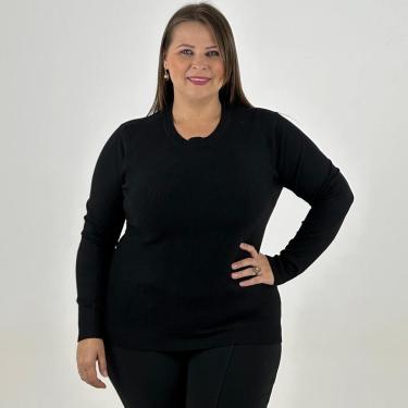 Imagem de Blusa de Lã Dunialin Plus Size Manga Longa Feminina-Feminino