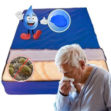 Imagem de Capa Protetor de Colchão Impermeável CASAL Não Esquenta Anti Ácaro Anti Fungos 188x138x25cm