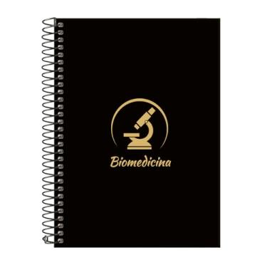 Imagem de Caderno Colegial 15 Matérias Profissões Biomedicina (Preto e Gold)