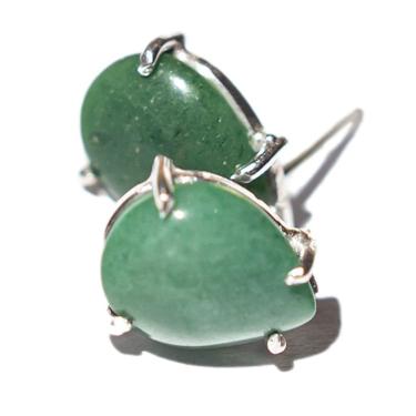 Imagem de Brinco Topinho Pedra Quartzo Verde Natural Gota Prata 950