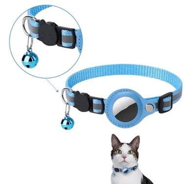 Imagem de Coleira Refletiva com Suporte Gps Rastreador Gato, Cachorro, Pet (Azul Claro)