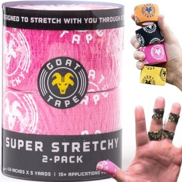 Imagem de Goat Tape Super Stretchy Thumb Tape - Weightlifting Hook Grip Tape & WOD Tape for Cross Training, Gym Workout Tape, Athletic Finger Wrap - Flexes with Every Move - 15 Feet per Roll (Pink 2-Pack)
