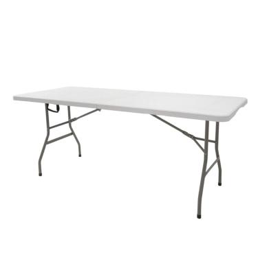 Imagem de Mesa Dobrável Retangular Cusco Fratini 122 cm (largura) Tampo Plástico HDPE Branco Base Aço Carbono