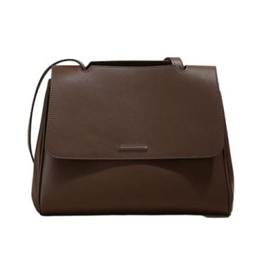Imagem de Bolsa feminina de couro legítimo, bolsa de mão macia para mulheres, bolsa transversal, bolsa de ombro com alça ajustável, Marrom