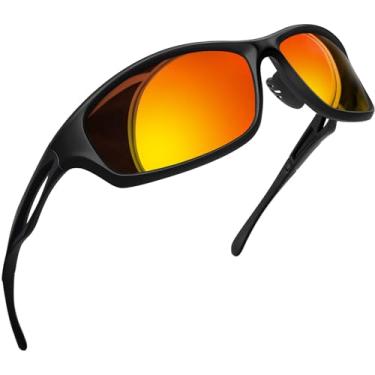 Imagem de Óculos de Sol Esportivo Polarizado para Masculino Femininos UV400 Proteção Ciclismo Dirigir Armação Inquebrável Joopin Óculos de Sol para Homens e mulheres (Lente Espelhada Vermelha)