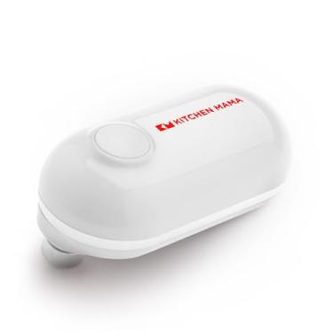 Imagem de Kitchen Mama Mini abridor de latas elétrico borda lisa: abre lata com uma pressão - ultracompacto, portátil, mãos livres, seguro, sem fio, idosos com artrite, automático, aparelho operado por bateria