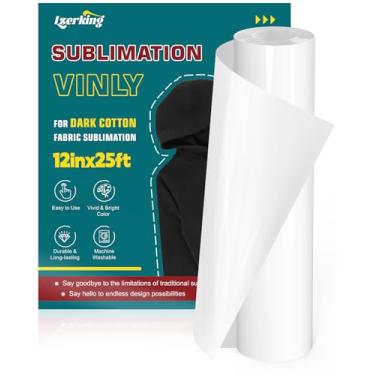 Imagem de Lzerking Sublimação Htv para tecido escuro 30,5 cm x 7,6 m Vinil de sublimação fosco para camisas de algodão, presentes DIY, vinil de transferência de calor Subli fácil compatível com xTool M1,