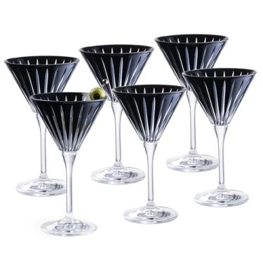 Imagem de Barski Taça de coquetel de martini colorida - taças de champanhe martini de haste preta - para martini - champanhe - gin - coquetéis - Margarita - conjunto de 6 - pronto para presente - preto - 200 ml