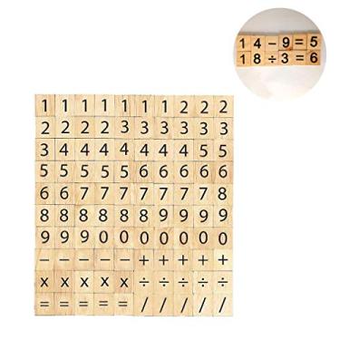 Imagem de 100 PCS Wood Scrabble Tiles Numbers and Symbols for Crafts - DIY Wood Gift Decoration-Child Education Mathematical Calculation