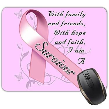 Imagem de Tapete de mouse pad em forma de fita rosa sobrevivente de câncer de mama mousepad 8,6 x 18 cm