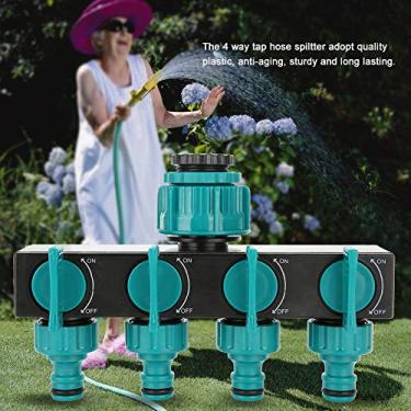 Imagem de Irrigação de Jardim Rega Torneira Mangueira Divisor Adaptador Com Válvula de Corte 4 Vias de Irrigação por Gotejamento Conveniente Verde Preto