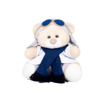 Imagem de Urso de Pelúcia Tedde Aviador 18 cm (BRANCO, CINZA E MARINHO)