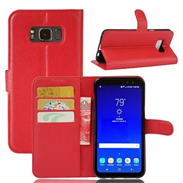 Imagem de Capa para Samsung Galaxy S8 Active – Capa flip carteira de couro PU para Samsung Galaxy S8 Active, capa de proteção de telefone estilo empresarial, capa com [compartimentos para dinheiro e cartão]