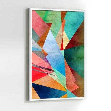 Imagem de Quadro Abstrato Formas Geomêtricas com Moldura Decorativo 90x60 Sala de jantar Quarto Decoração Vertical Parede