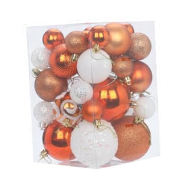Imagem de menolana 36 pçs decorações da árvore de natal ornamentos bola de natal inquebrável decorativo bolas de natal bugigangas para casa parede porta, Branco Laranja