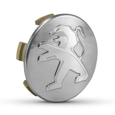 Imagem de Calotinha Meio Para Roda de Liga Peugeot 208 308 408 Hoggar Prata e Cr