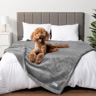 Imagem de PetAmi Cobertor de cachorro impermeável para cama queen grande GG para capa de sofá proteção de móveis à prova de vazamento, lã de ovelha, reversível macio lavável 90x290 cinza claro