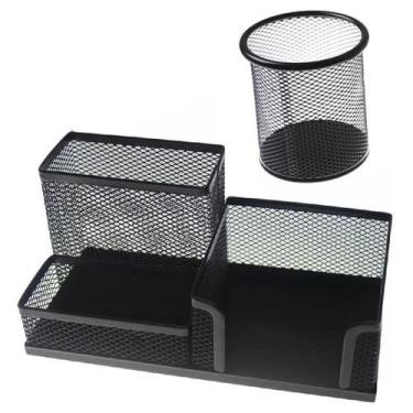 Imagem de Cj Porta Lápis + Porta Treco Organizador de Mesa de Escritório Kit can