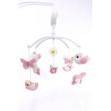 Imagem de Brinquedo Móbile Giratório Musical Colorido Berço  Borboleta Flores - 