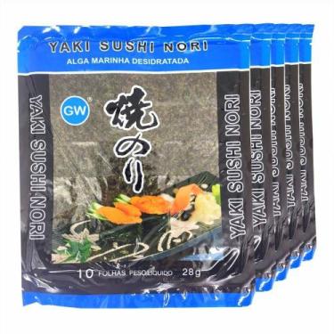 Imagem de Alga Nori Para Sushi Temaki 10fls 28g Gw Blue ( Kit Com 5)
