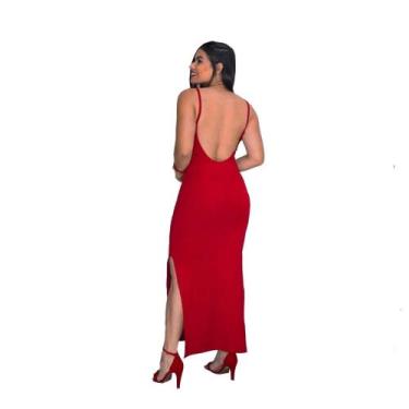 Imagem de Vestido Costa Nua Longo e Costa Aberta Festa Com Fenda E Bojo Mega Lux