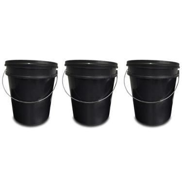 Imagem de Kit 3 Baldes Armazenamento Geral 20 Litros Preto Com Tampa e Alça - Am