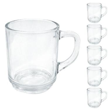 Imagem de Jogo 6 Canecas De Vidro Lisa 250ml Transparente Praticasa