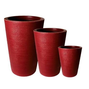 Imagem de Jogo Vasos Luxo Plantas Casa Jardim Decoração coluna grafiato 3 Tamanh