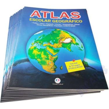Imagem de Kit 10 Atlas Escolar Geográfico Atualizado Didático - Atacado - 10 Atl