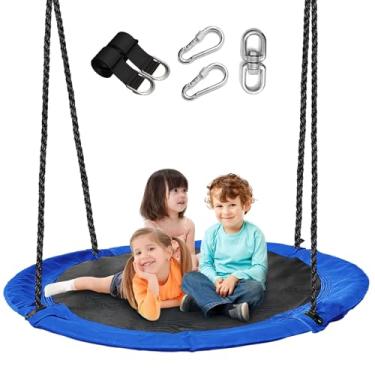 Imagem de 43 inch Saucer Tree Swing for Kids,700lbs Textilene Flying Round Swing Heavy Duty, Waterproof and All-Weather Resistant,Swivel,Adjustable Strong Ropes,Easy to Install,Outdoor Playground Backyard