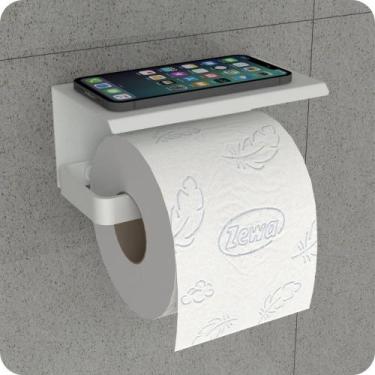 Imagem de Porta Papel Higiênico Inox De Parede Banheiro Branco MAX - MetalCromo