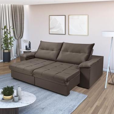 Imagem de Sofá Dallas Retrátil e Reclinável 3 Lugares Veludo Modulado (Cappuccino, 2,30)