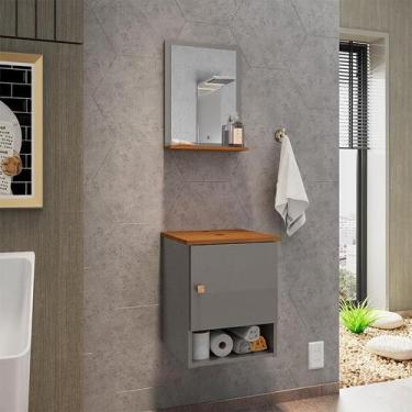 Imagem de Gabinete Armário 1 Porta Banheiro com Espelho Lima - Loja DoceLar, Tit