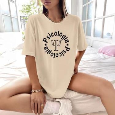 Imagem de Camisa Camiseta Feminina Estampada Psicologia 100% Algodão Fio 30.1 Pe