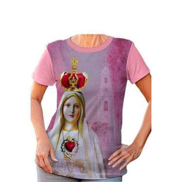 Imagem de Camiseta Baby Look Nossa Senhora De Fatima Rosa Católica - FC Moda Cri