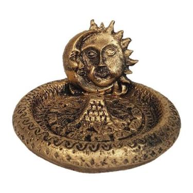 Imagem de Incensário Porta Incenso Pratinho Miniatura Sol E Lua - Decore Casa