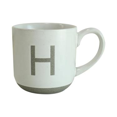 Imagem de COLLECTIVE HOME - Caneca de cerâmica, design de letra maiúscula, textura de arenito fosco, minimalista e elegante, 425 g, perfeita para presentes personalizados (H)