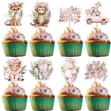 Imagem de Rsstarxi 40 Pack Woodland Baby Shower Cupcake toppers Oh Baby Party Cake Decorations Woodland Animals Cupcake Toppers Picks for Baby Boy Girl Birthday Woodland Party Decorations