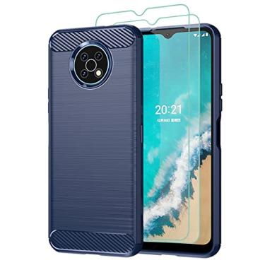 Imagem de Osophter Capa para celular Nokia G50 5G, design protetor de borracha TPU flexível com absorção de choque, inclui 2 protetores de tela, azul marinho
