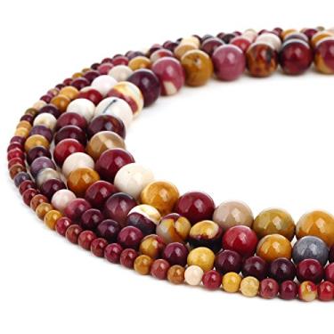 Imagem de RUBYCA Atacado Natural Mookaite Jasper Gemstone Round Loose Beads Making 1 Fio - 6 mm