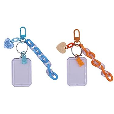 Imagem de JUMISEE 2 peças de porta-cartões de foto Kpop de acrílico transparente com chaveiro, porta-cartões com porta-cartões