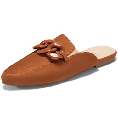 Imagem de Juliet Holy Mocassins femininos sem salto bico fino e costas nuas, Corrente de plástico - marrom escuro, 10