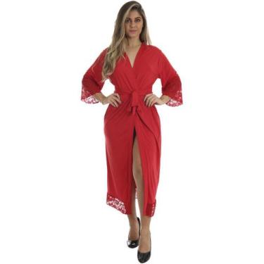 Imagem de Robe Medusa Longo de Microfibra Light e Renda Feminino - Biografia da 