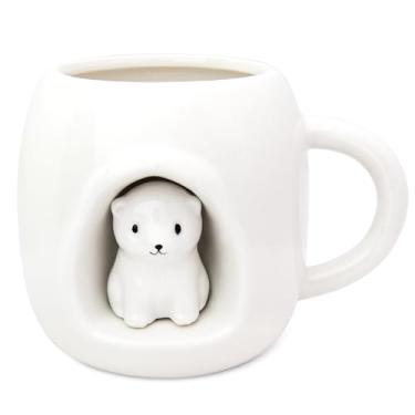 Imagem de TEZEMEC Caneca de Cerâmica de 400 ml com Alça, Urso Polar, Café ou Chá, 14 Unidades