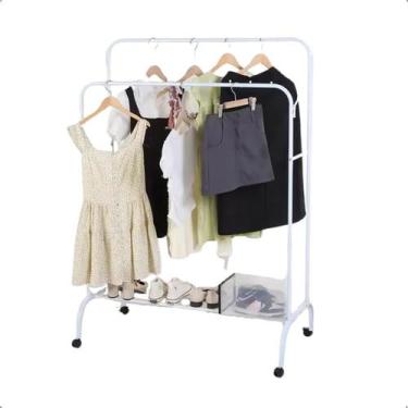 Imagem de Cabideiro Duplo Para Roupa Arara Organizador Aço 2 niveis - BolaAzul