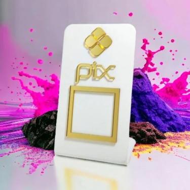 Imagem de Placa Expositor de Acrílico para QRCode Pix Moldura - SEM MARCA, BRANC