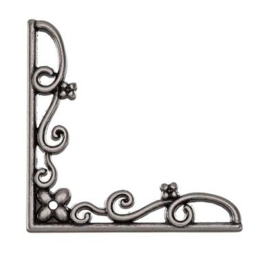 Imagem de Cantoneira Fina Flor Grande 4 Peças Enfeite Espelho Bandeja - Metallic