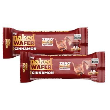Imagem de Kit 2 Naked Wafer 4g de Proteína Sabor Cinnamon Zero Açúcar 26g - Nake