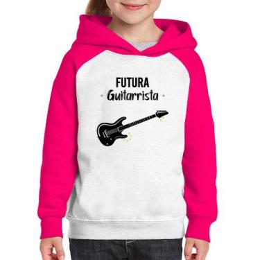 Imagem de Moletom Infantil Futura Guitarrista - Foca na Moda, Branco, Rosa, 4