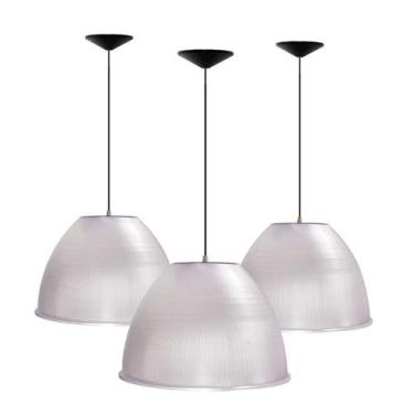 Imagem de Kit 3 Luminárias Prismática Para Galpão Pavilhão Industrial 16 Pol 40c